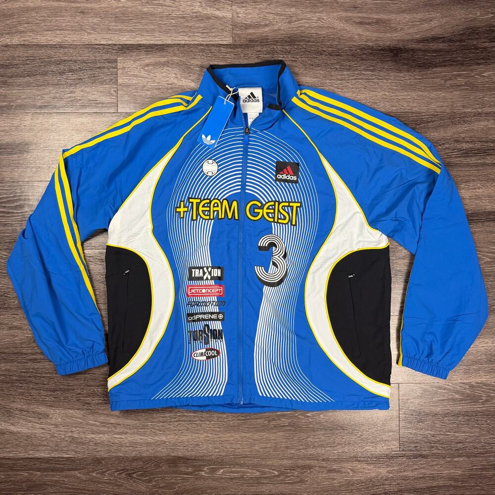 Adidas Teamgeist Moto GFX Track Top Jacket Men's Size L Blue Black KG5079 New